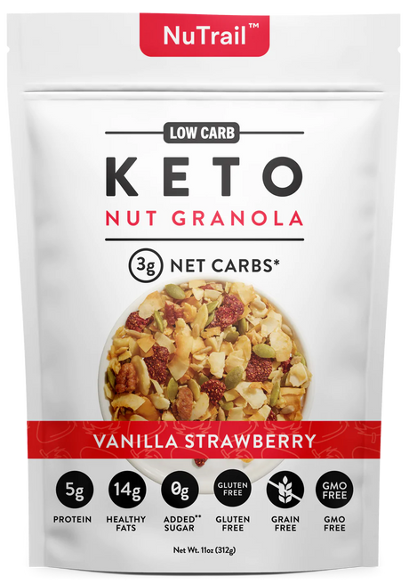 Nutrail Keto Vanilla Strawberry Granola (Pack of 6-11 Oz) - Cozy Farm 
