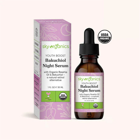 Sky Organics Youth Boost Night Serum with Bakuchiol Freeze-Dried - Cozy Farm 