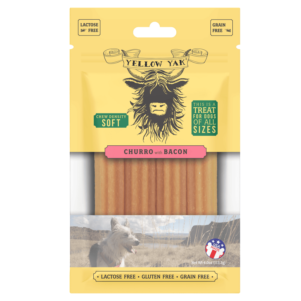 Yellow Yak Churro Bacon Soft & Dense Chews (Pack of 6 - 4 Oz) - Cozy Farm 