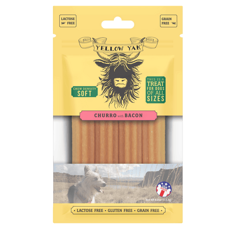 Yellow Yak Churro Bacon Soft & Dense Chews (Pack of 6 - 4 Oz) - Cozy Farm 
