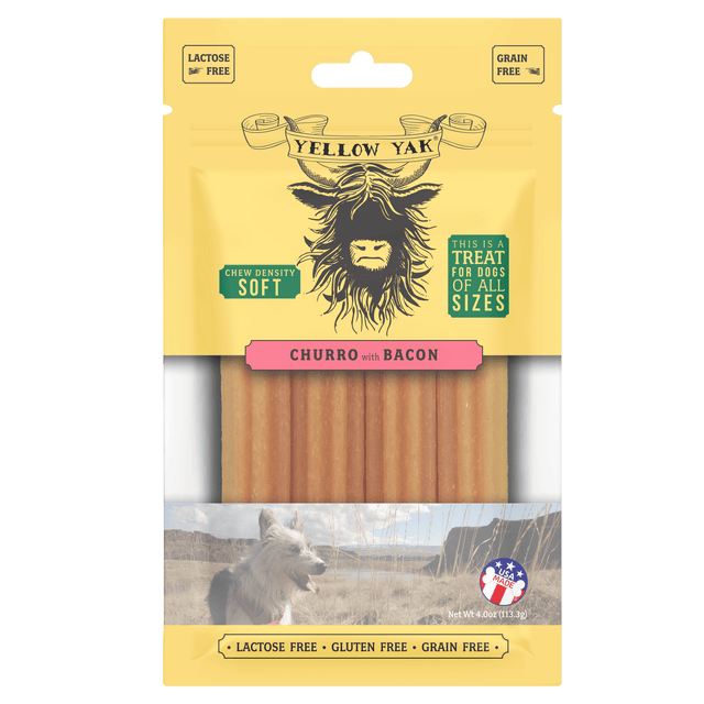 Yellow Yak Churro Bacon Soft & Dense Chews (Pack of 6 - 4 Oz) - Cozy Farm 