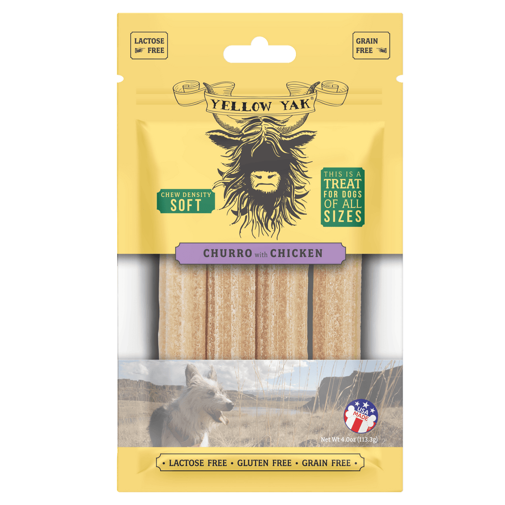 Yellow Yak Churro Chew Chicken Dense Soft Density Dog Treats 6 x 4 Oz - Cozy Farm 
