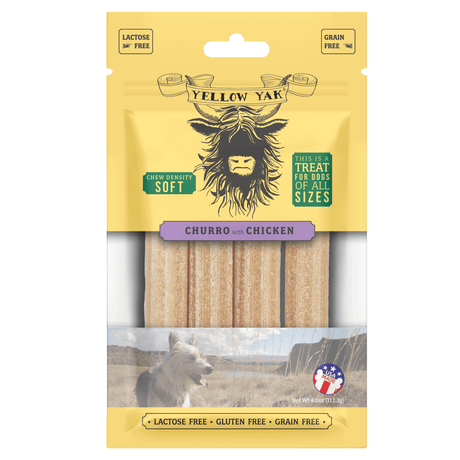 Yellow Yak Churro Chew Chicken Dense Soft Density Dog Treats 6 x 4 Oz - Cozy Farm 