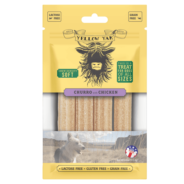 Yellow Yak Churro Chew Chicken Dense Soft Density Dog Treats 6 x 4 Oz - Cozy Farm 