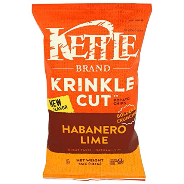 Kettle Brand Krinkle Cut Habanero Lime Chips (Pack of 15 - 5 Oz) - Cozy Farm 