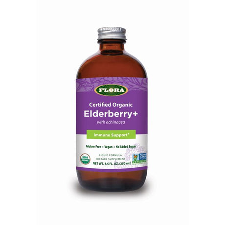 Flora Elderberry Plus Immune Support Liquid - 8.5 Fl Oz - Cozy Farm 