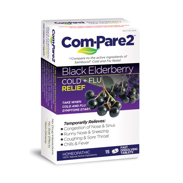 Com-Pare2 Cold & Flu Relief Black Elderberry (Pack of 30) - Cozy Farm 