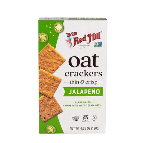 Bob's Red Mill Jalapeno Oat Crackers, 5-Pack, 4.25 Oz, Gluten-Free, Crispy - Cozy Farm 
