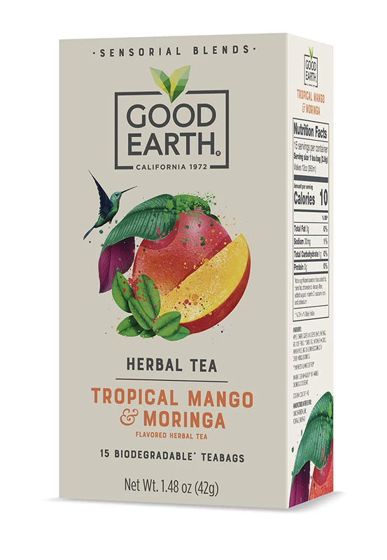 Good Earth Tea Tropical Moringa-Mango SENSOR (Pack of 5 to 15 Count) - Cozy Farm 