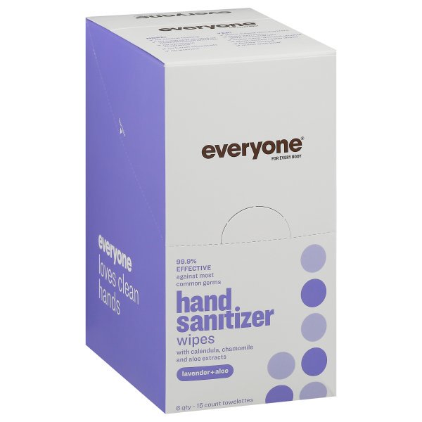 Everyone Hand Sanitizer Wipes, Lavender Aloe, 6-15 Count - Cozy Farm 