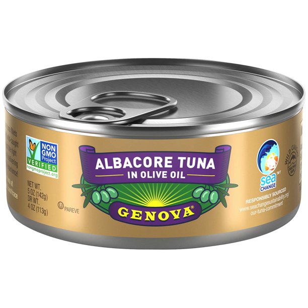 Cans  Genova - Albacore Tuna in Olive Oil (Pack of 12-5oz Cans) - Cozy Farm 
