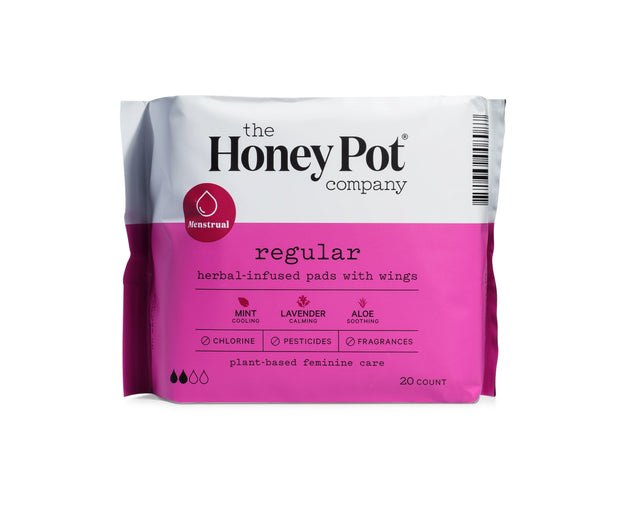 The Honey Pot | Organic Cotton Menstrual Pads | Regular Absorbency | 20 Count - Cozy Farm 