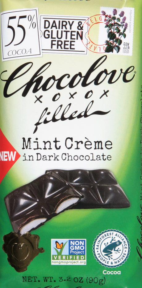 Chocolove - Bar Dark Chocolate Mint Cream Filled (Pack of 10) 3.2 Oz - Cozy Farm 