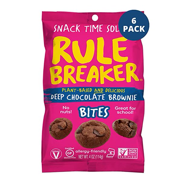 Rule Breaker Snacks - Bites Deep Chocolate Brownie (Pack of 6-4 Oz) - Cozy Farm 