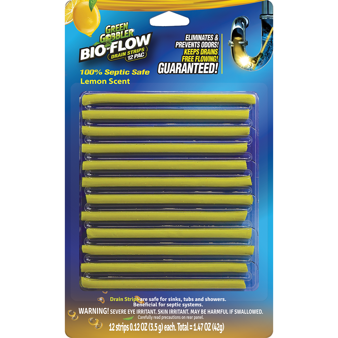 Green Gobbler Drain Strips, Bio-Flow, 12 Pack - 12 pack, 0.12 oz strips