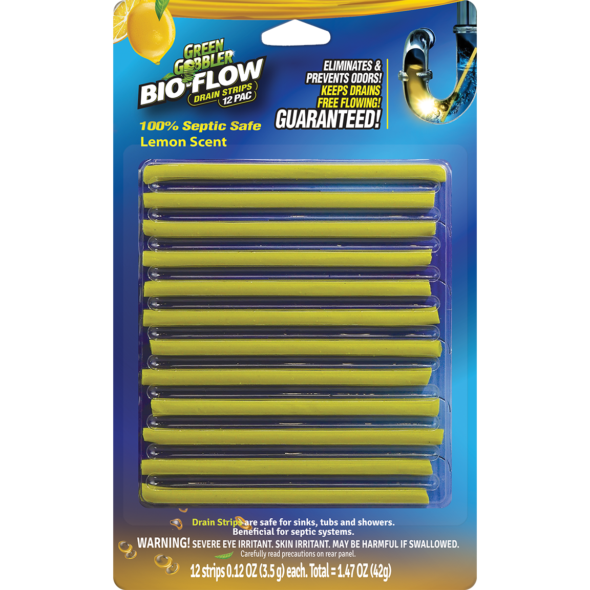 Green Gobbler Drain Strip Bioflow Lemon (12 Pack) - Cozy Farm 