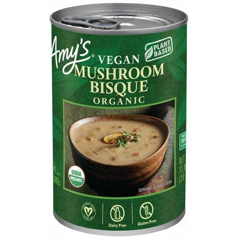 Amy's  Vegan Mushroom Bisque, 13.8 Oz Can (Pack of 12) - Cozy Farm 