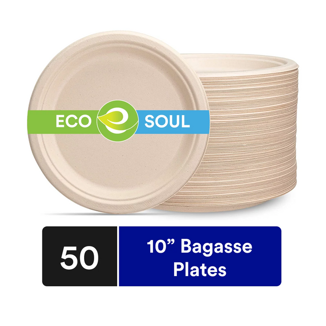 Ecosoul Rnd Plate 10 Inch Bagasse - Case Of 8 (20 Ct) - Cozy Farm 