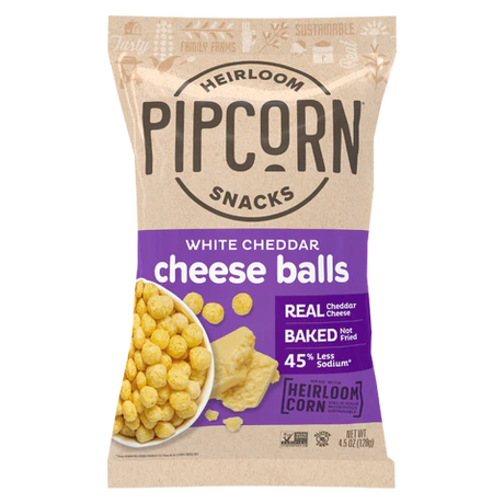 Pipcorn Cheese Balls: Crunchy White Cheddar Goodness in Convenient 4.5 oz Bags (Pack of 12) - Cozy Farm 